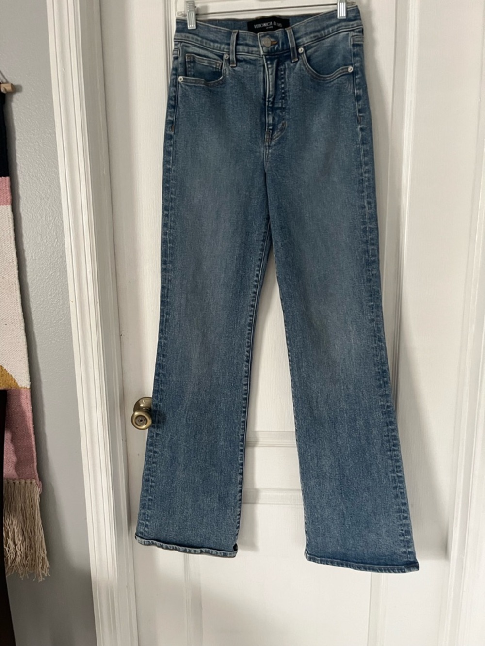 Veronica Beard Crosbie Wide Leg High-Rise Straight-Leg Jeans - Medium Blue Wash